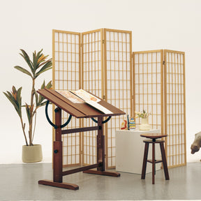 MEEDEN Vintage Adjustable Wooden Drafting Table & Stool Set, Dark Walnut-XSZ-4