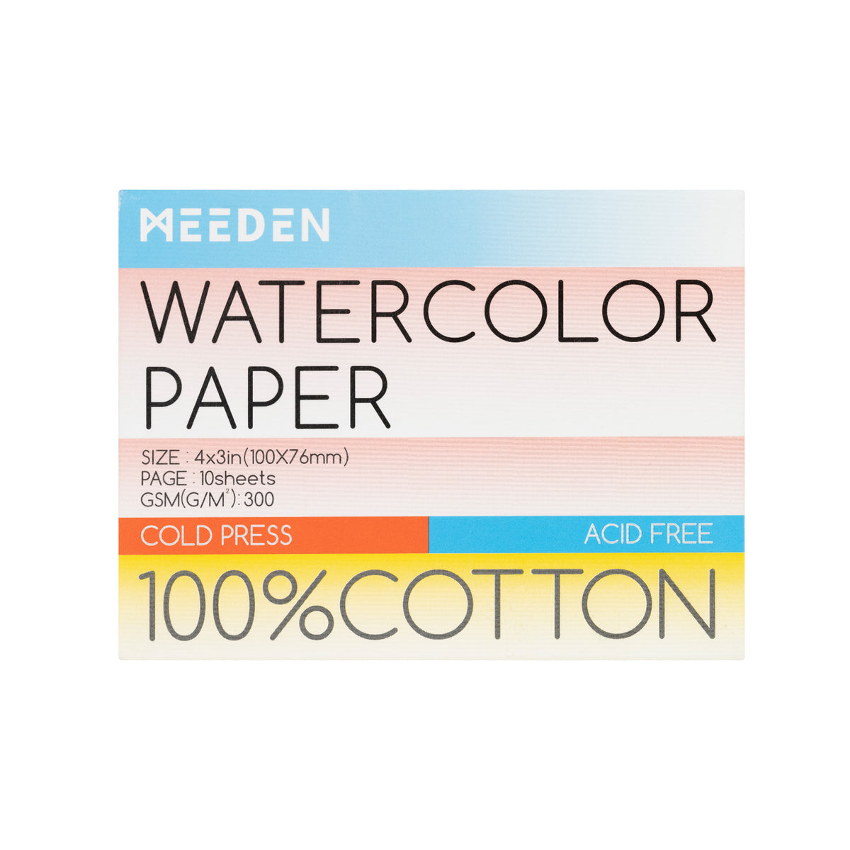 MEEDEN Cold Press Watercolor Paper Pad , 4×3", 5×10 Sheets