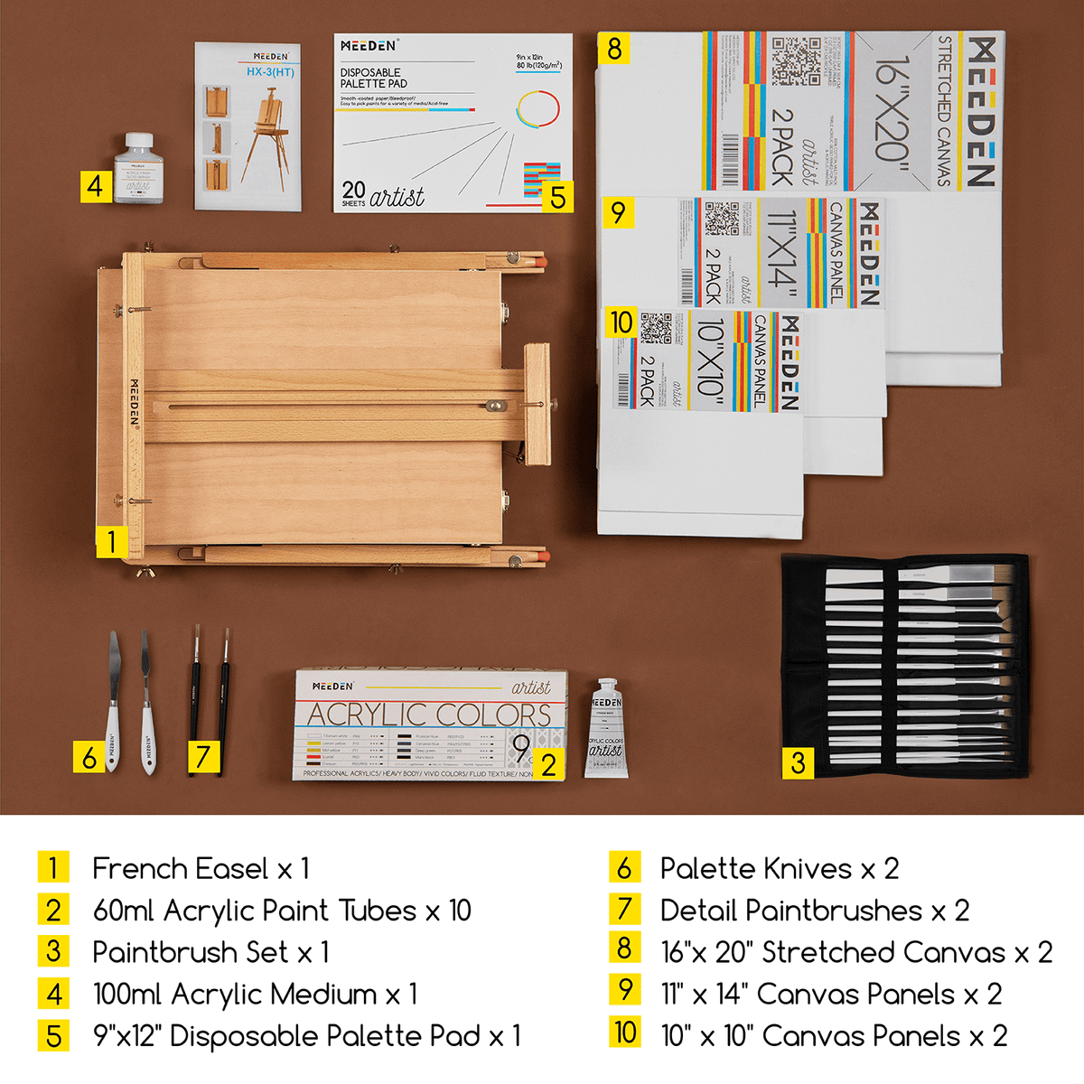 MEEDEN Professional Artist Acrylic Painting Set with French Easel