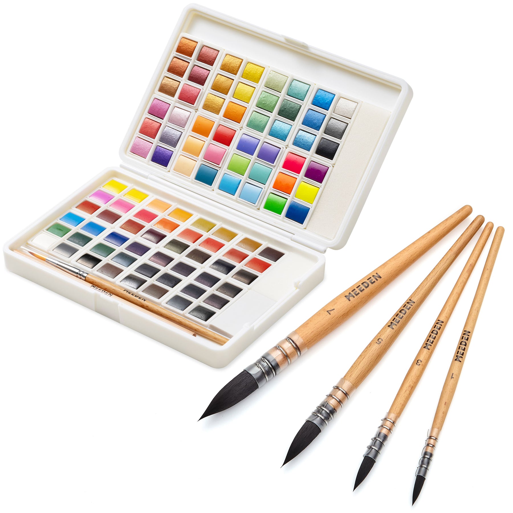 MEEDEN Solid Watercolor and Professional Brushes Set