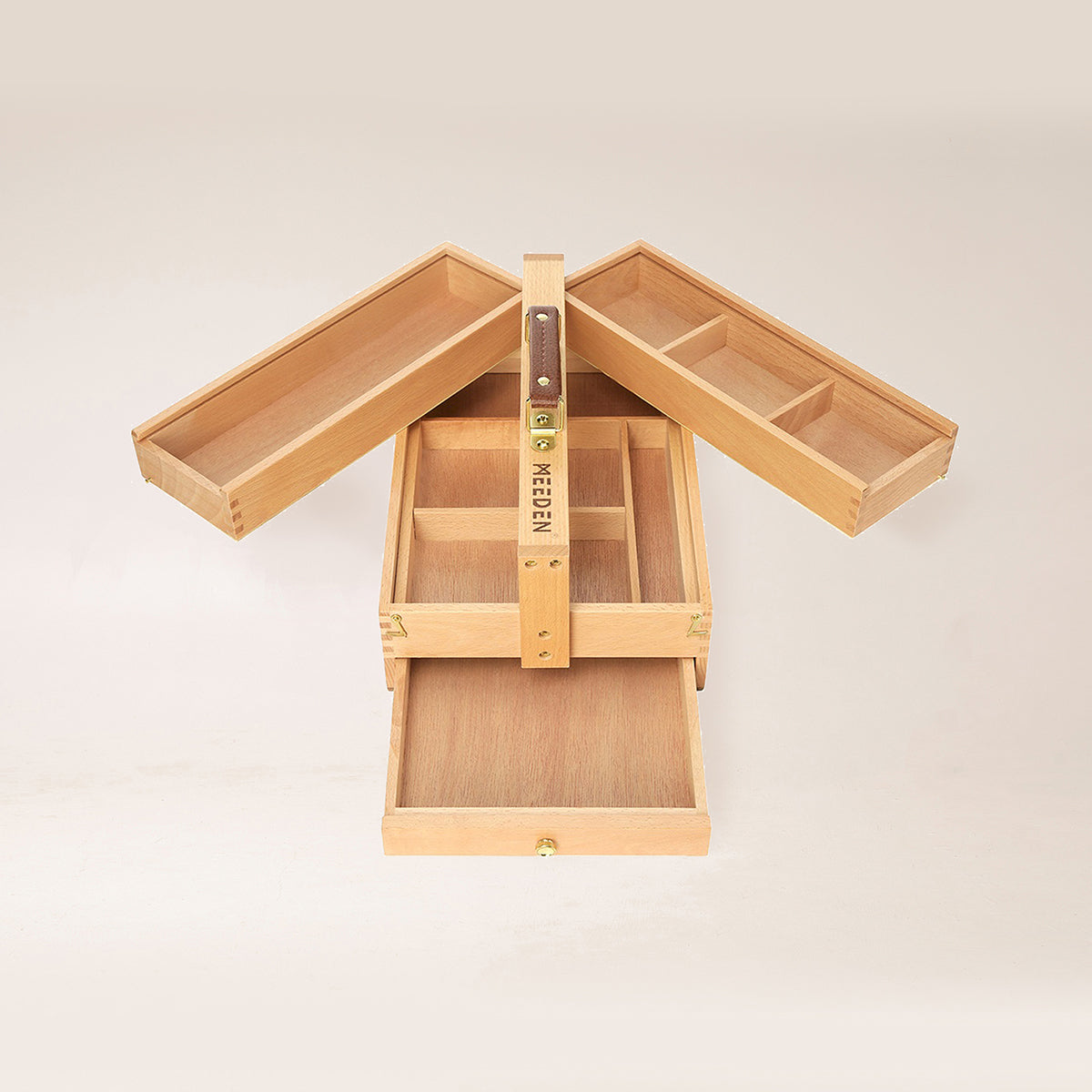 MEEDEN Wooden Artist Storage Box – Portable Foldable Organizer with Drawer