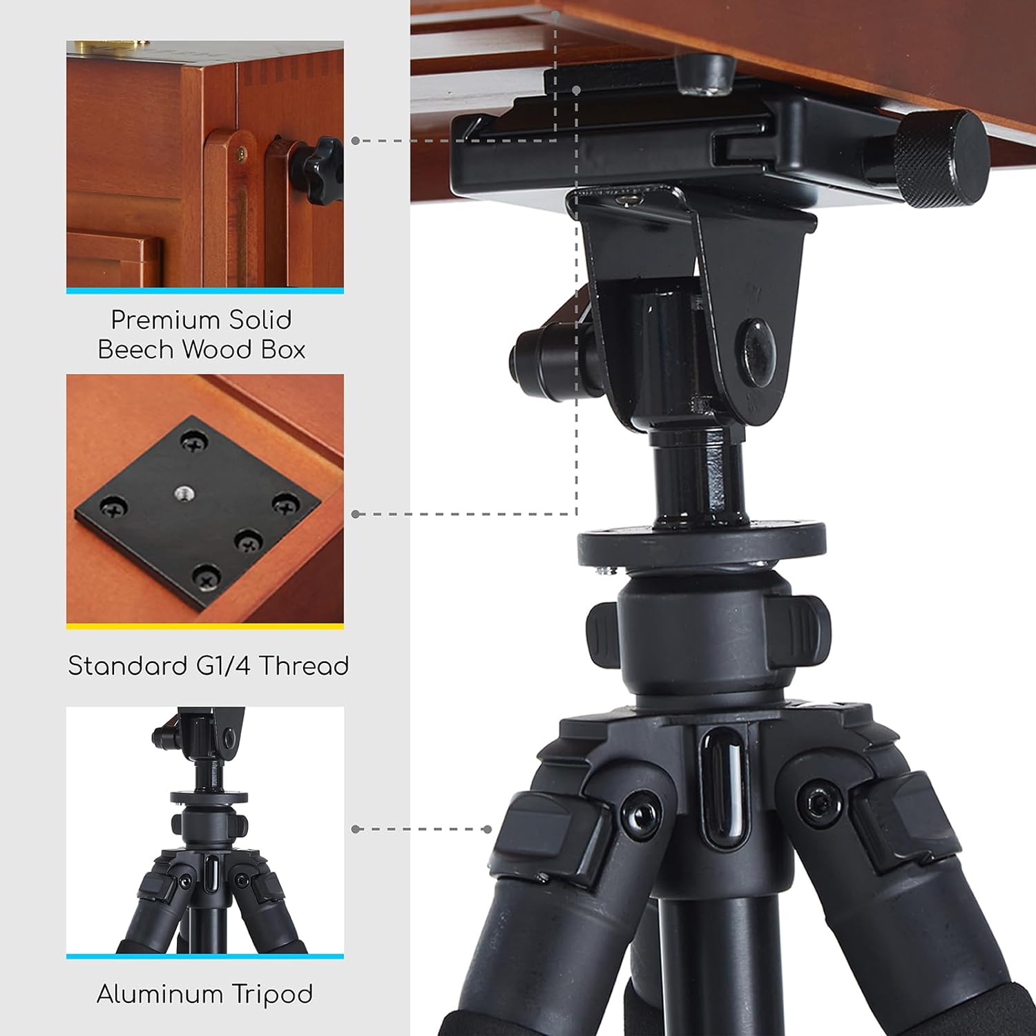 MEEDEN Plein Air Pochade Box with Tripod-Walnut