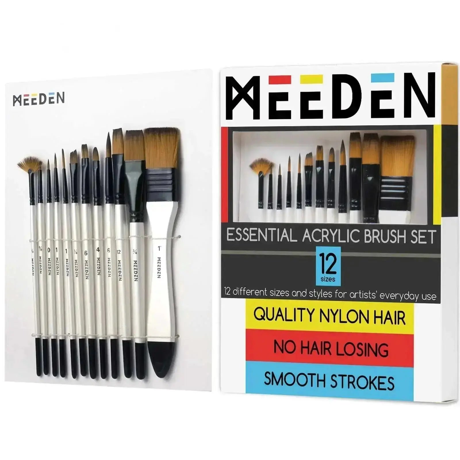 MEEDEN 12 Pcs Acrylic Paint Brushes Set - MetrocartsBrushes