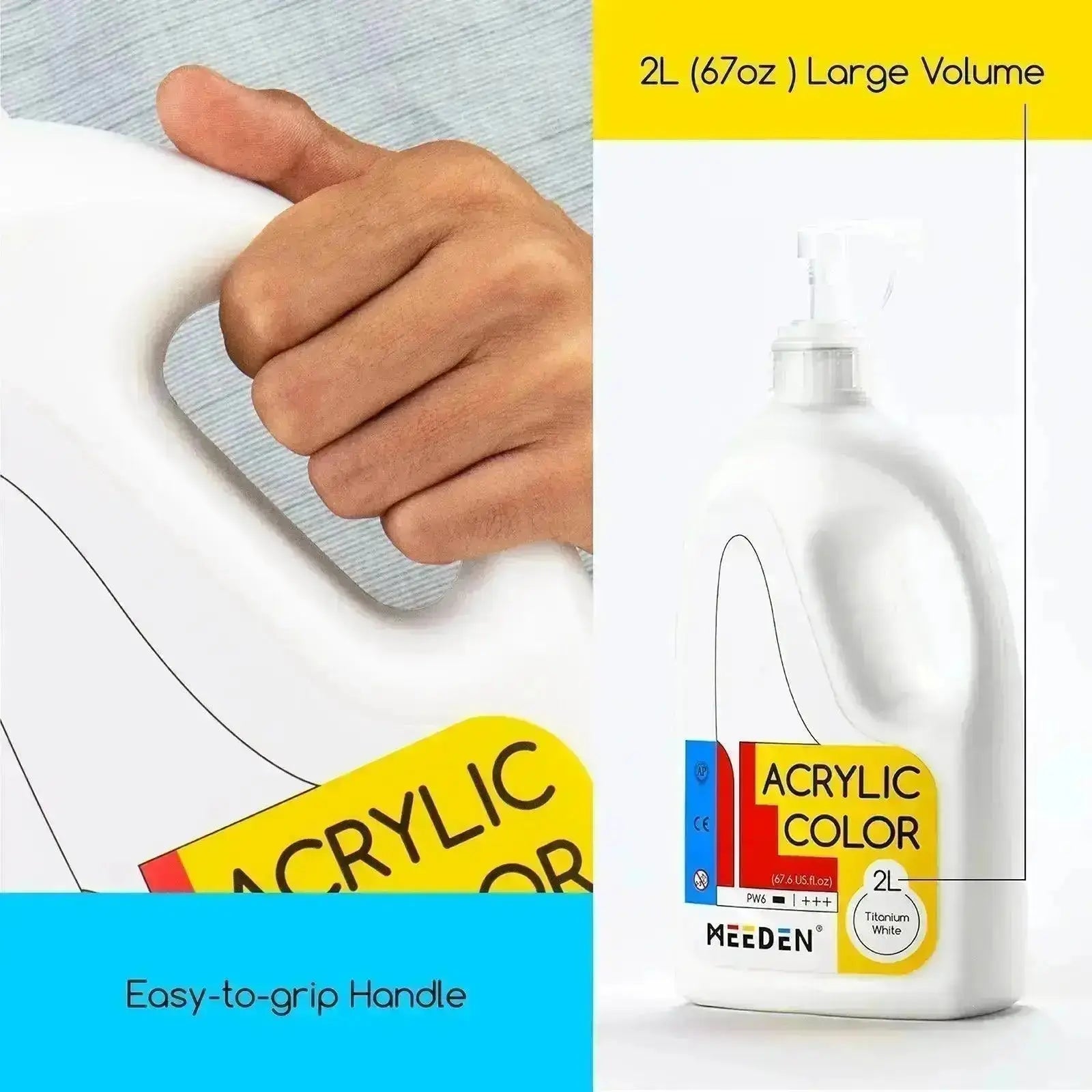 2-Pack Titanium White Acrylic Paints with Pump Lids, 2L /67.6 oz. - MetrocartsPaint