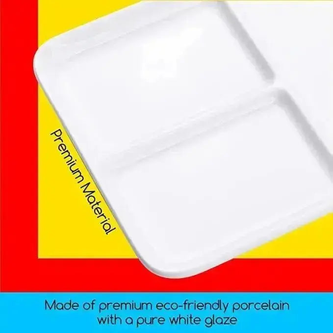 MEEDEN 3-Well Ceramic Palette, 10'' × 7'' - MetrocartsPalette