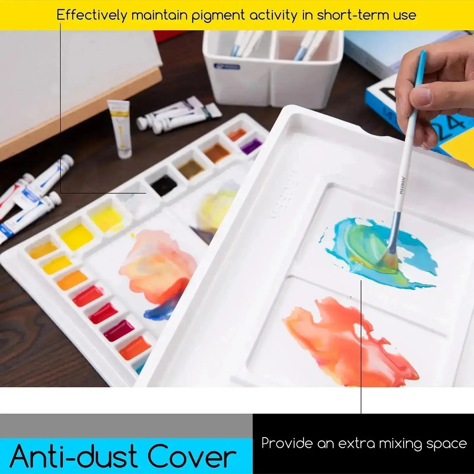 MEEDEN 33-Well Porcelain Painting Palette with Plastic Cover - Metrocarts