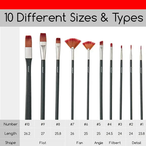 MEEDEN Acrylic Paint Brushes, 10 Pieces - MetrocartsBrushes