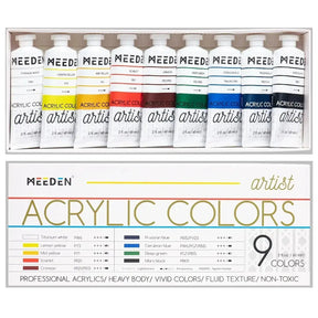 MEEDEN Acrylic Paint Set for Artist, 9x2 oz, 60 ml - MetrocartsPaint