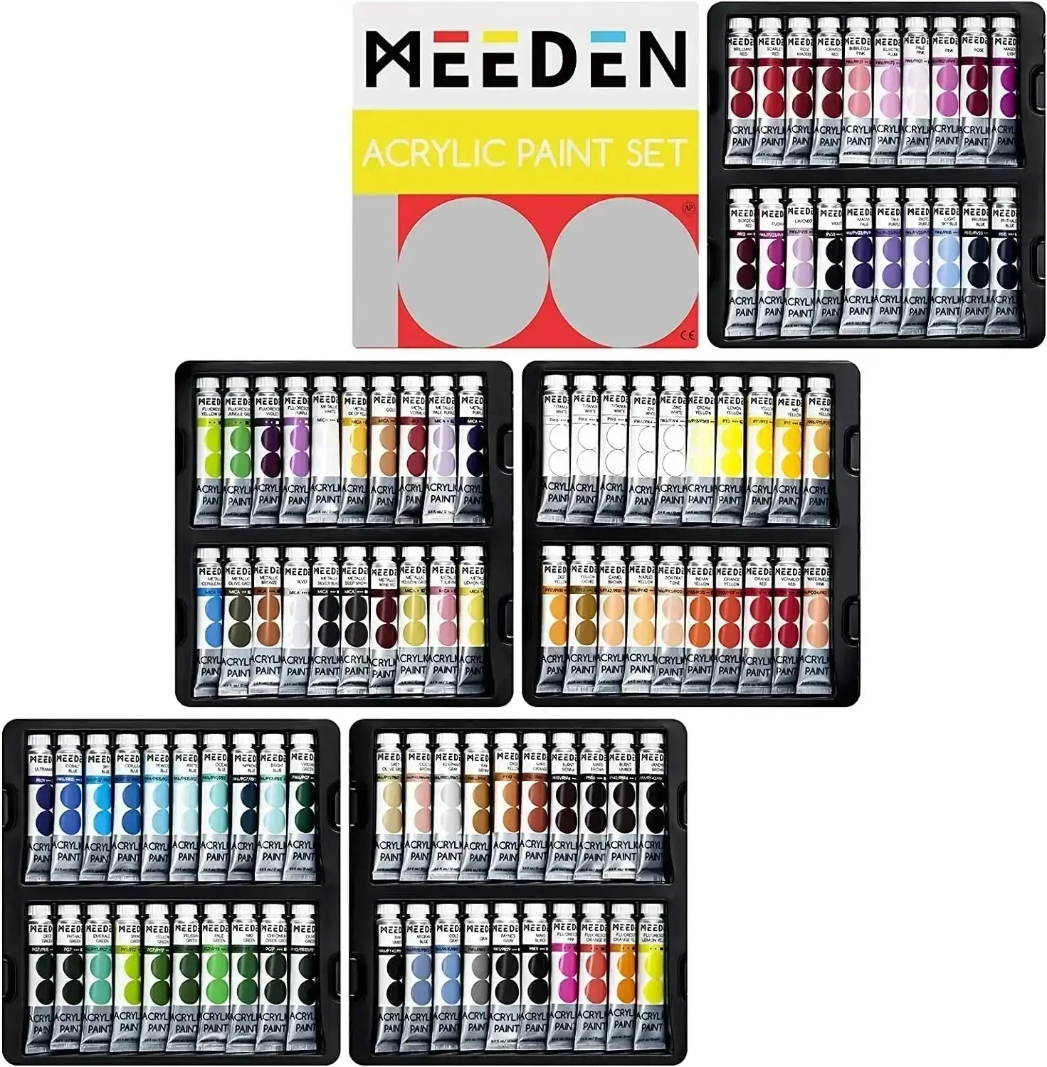 MEEDEN Acrylic Paint Set, 100 Tubes, 0.41 Oz/12ml - MetrocartsPaint