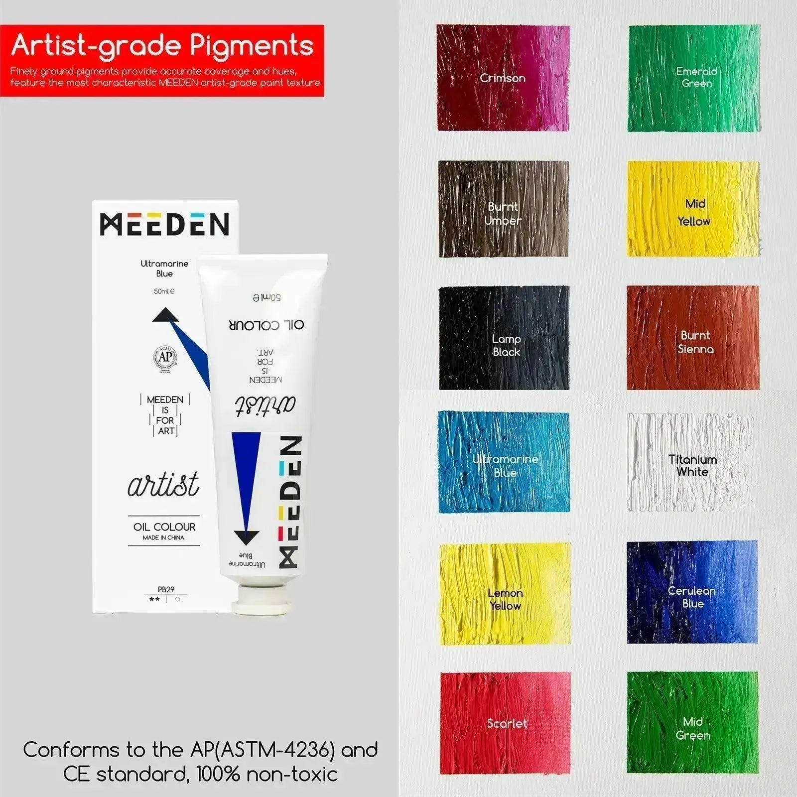 MEEDEN Artist Oil Painting Set with Sketch Easel Box, 13*50ml Tubes - MetrocartsPainting Set