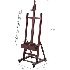 MEEDEN Deluxe Crank Adjusting Master H-Frame Easel-Dark Walnut-W15S - MetrocartsEasel
