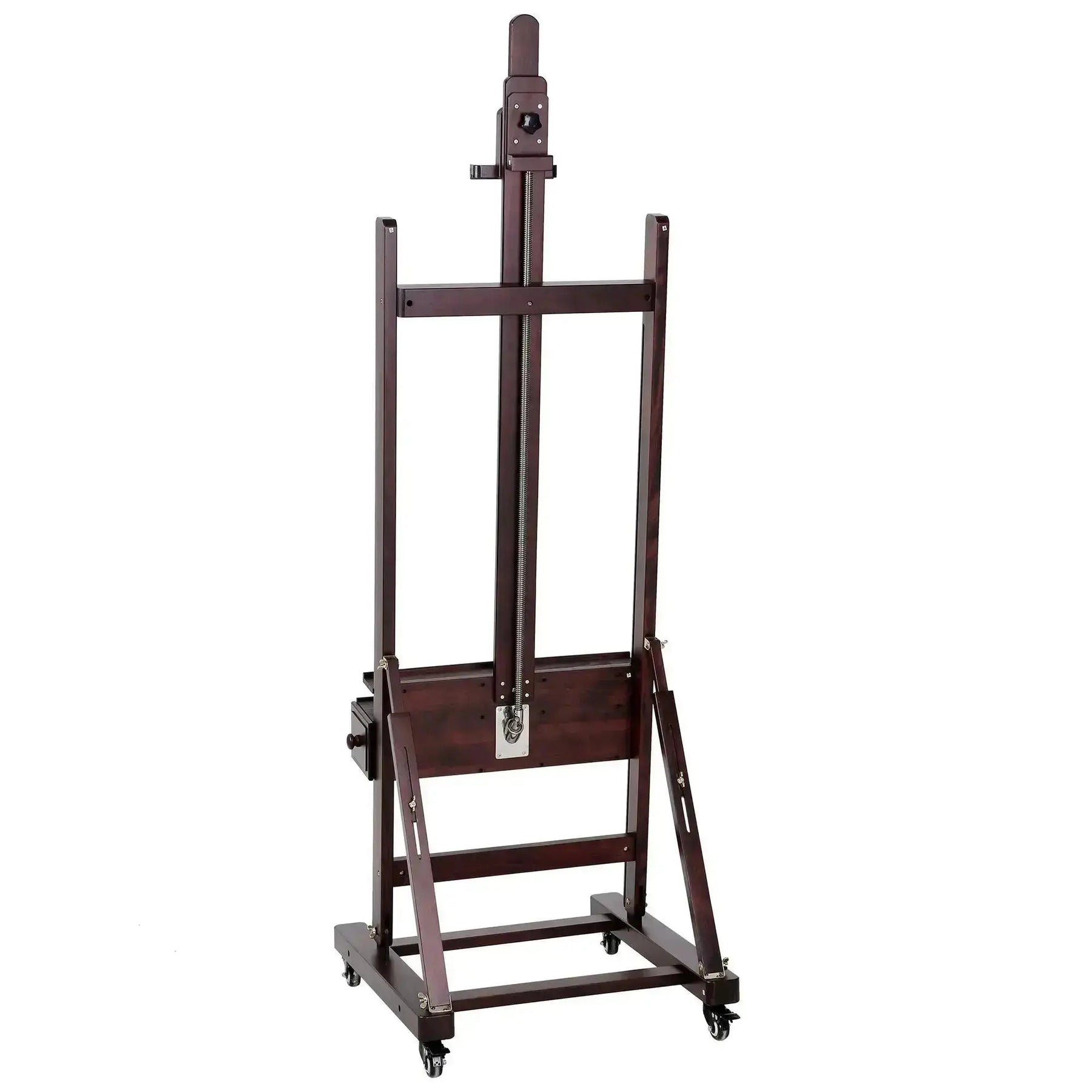 MEEDEN Deluxe Crank Adjusting Master H-Frame Easel-Dark Walnut-W15S - MetrocartsEasel