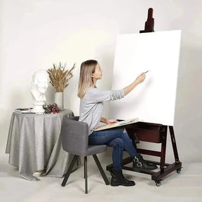 MEEDEN Deluxe Crank Adjusting Master H-Frame Easel-Dark Walnut-W15S - MetrocartsEasel