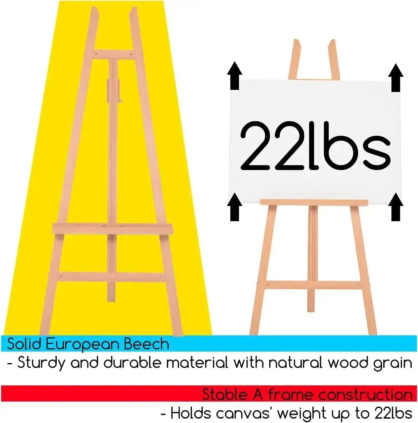 MEEDEN Large Adjustable Artist Wooden Easel-54.7 Height-W08/ES-6016 - MetrocartsEasel