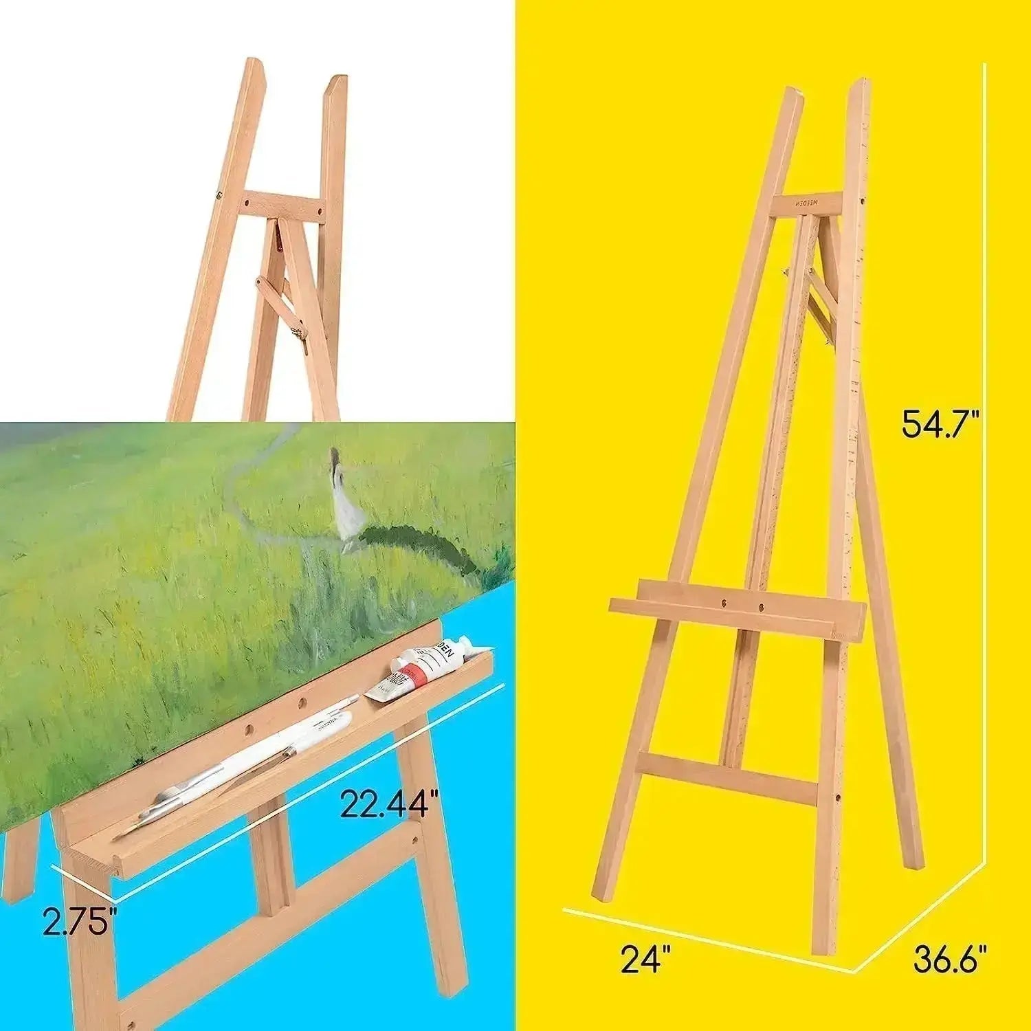 MEEDEN Large Adjustable Artist Wooden Easel-54.7 Height-W08/ES-6016 - MetrocartsEasel