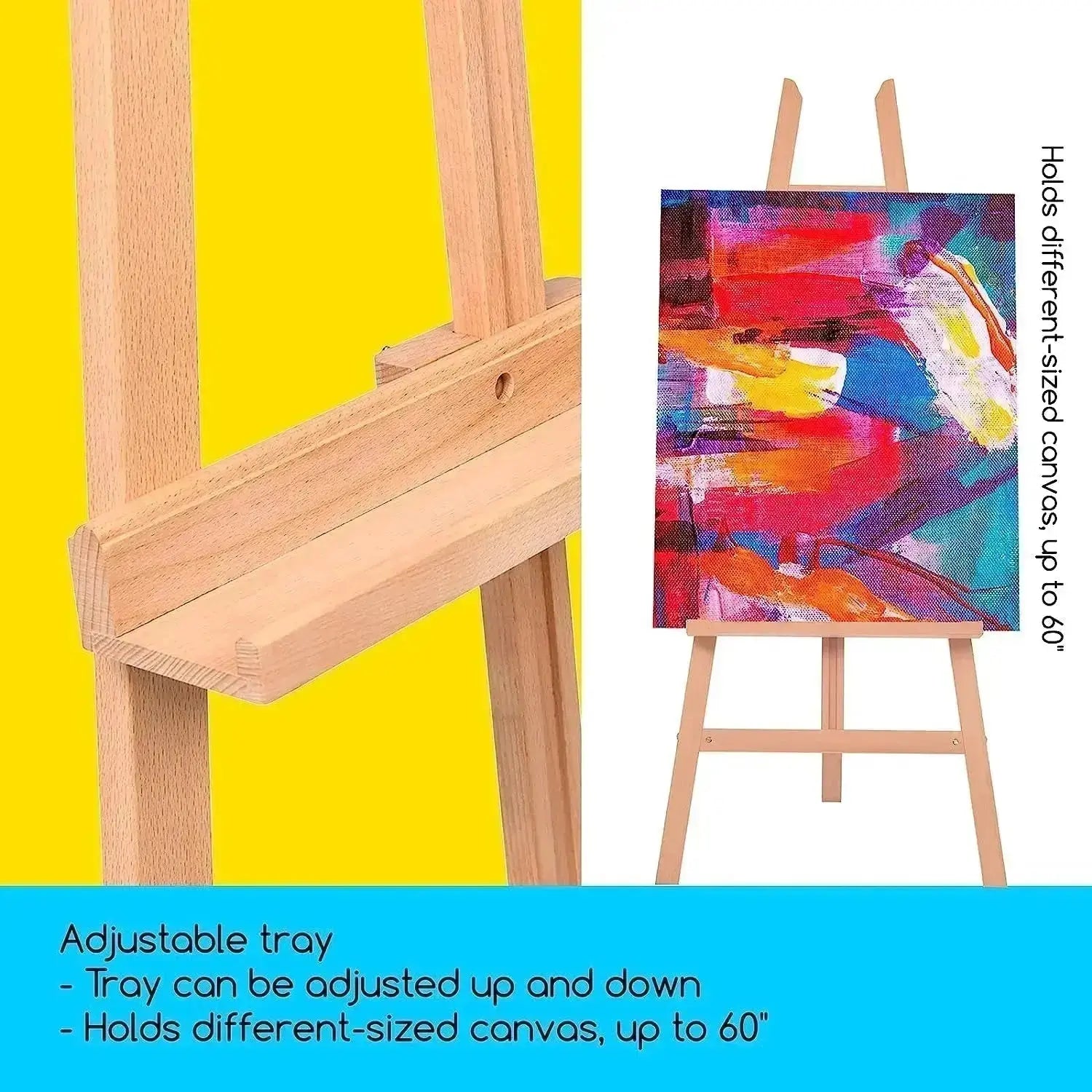 MEEDEN Large Adjustable Artist Wooden Easel-54.7 Height-W08/ES-6016 - MetrocartsEasel