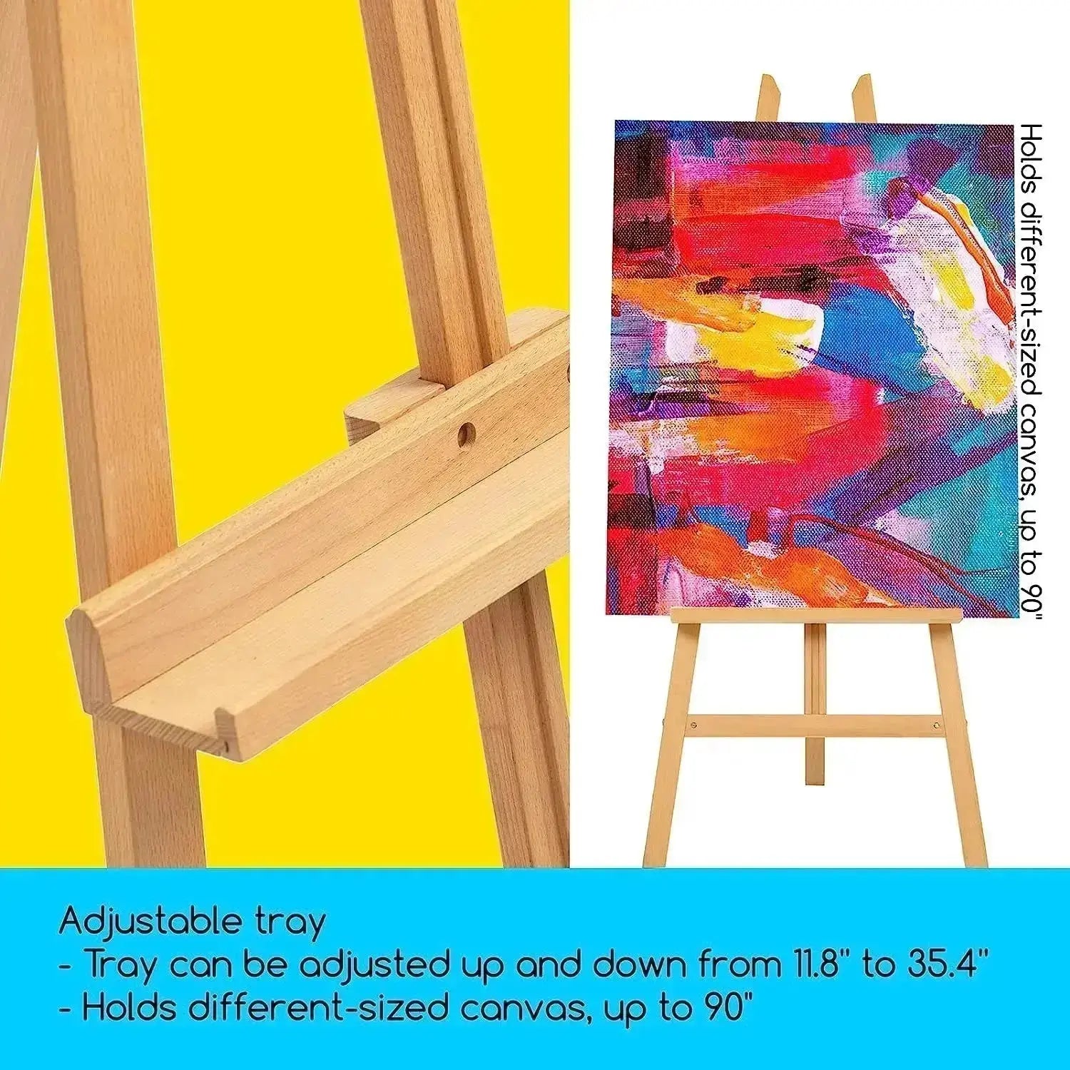 MEEDEN Large Adjustable Artist Wooden Easel, 59" Height-W08/ES-6033 - MetrocartsEasel