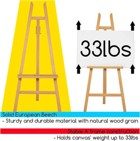 MEEDEN Large Adjustable Artist Wooden Easel, 59" Height-W08/ES-6033 - MetrocartsEasel