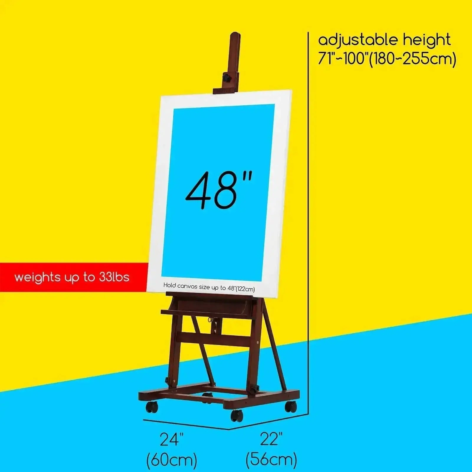 MEEDEN Large H-Frame Easel with Large Storage Tray-Walnut-W02 - MetrocartsEasel