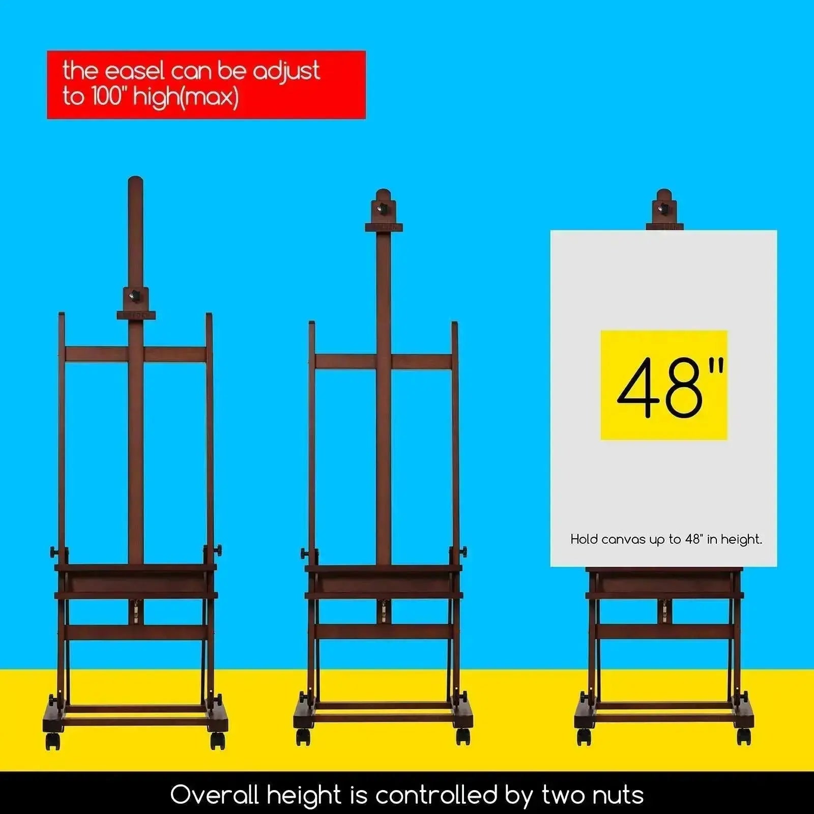 MEEDEN Large H-Frame Easel with Large Storage Tray-Walnut-W02 - MetrocartsEasel