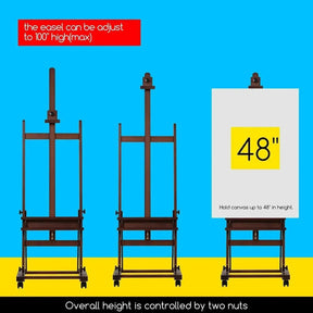 MEEDEN Large H-Frame Easel with Large Storage Tray-Walnut-W02 - MetrocartsEasel