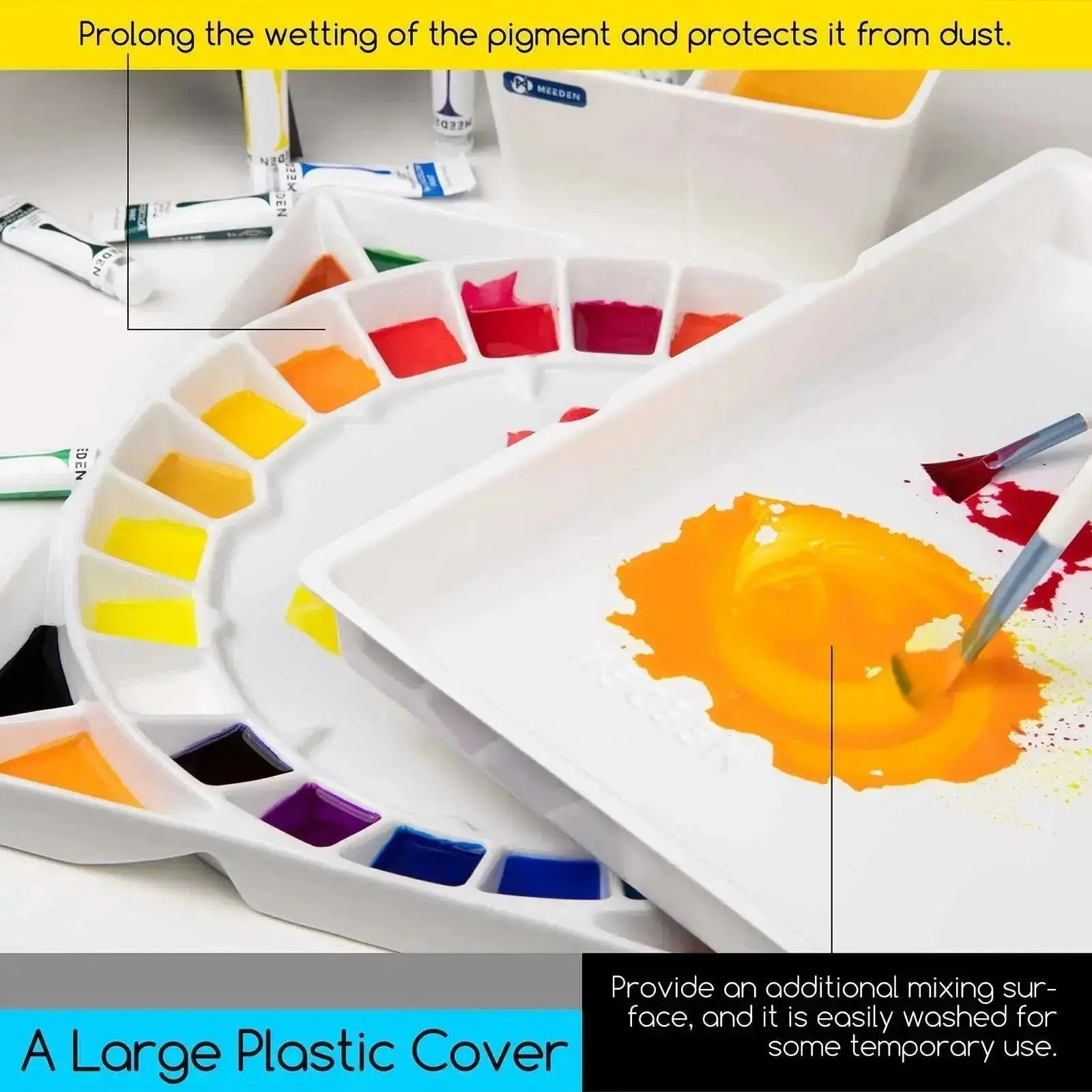 MEEDEN Large Artist Porcelain Ceramic Palette With Lid Cover - MetrocartsPalette