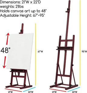 MEEDEN Studio H-Frame Easel with Large Storage Tray-Dark Walnut-W02B-B - MetrocartsEasel