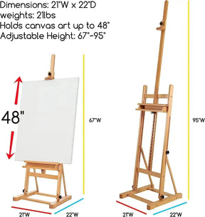 MEEDEN Studio H-Frame Easel with Large Storage Tray-W02B-B - MetrocartsEasel
