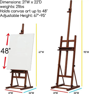 MEEDEN Studio H-Frame Easel with Large Storage Tray-Walnut-W02B-B - MetrocartsEasel