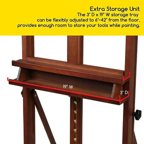 MEEDEN Studio H-Frame Easel with Large Storage Tray-Walnut-W02B-B - MetrocartsEasel