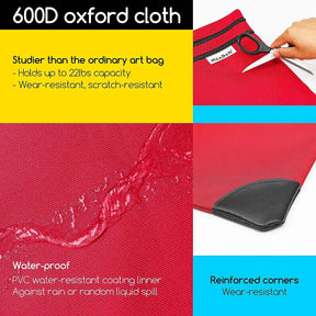 MEEDEN Studio Art Portfolio Case Water-proof with Double compartments 600D, Red, 24" X 31" MEEDEN