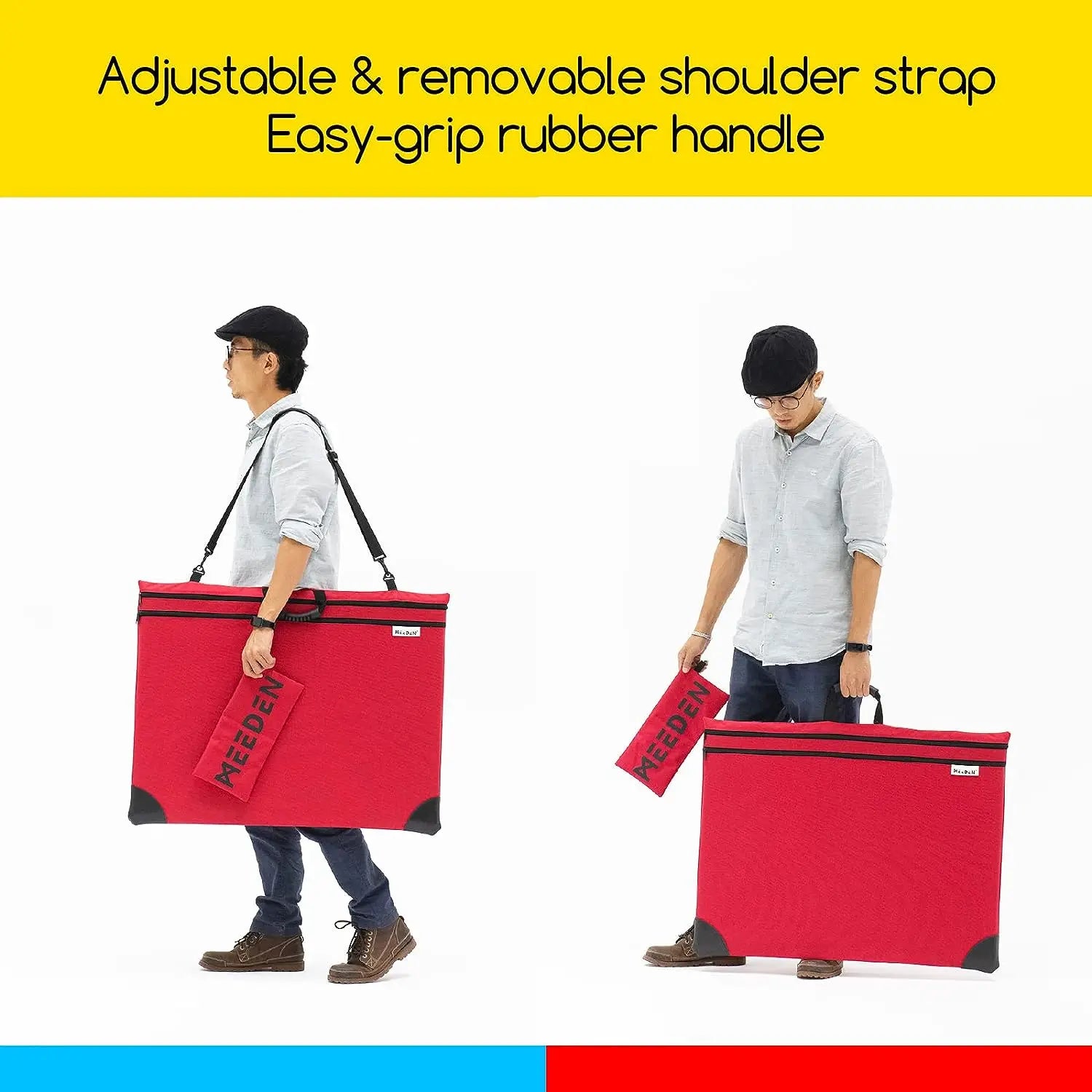 MEEDEN Studio Art Portfolio Case Water-proof with Double compartments 600D, Red, 24" X 31" MEEDEN