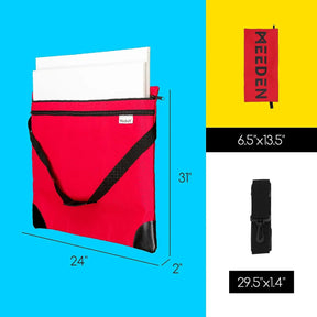MEEDEN Studio Art Portfolio Case Water-proof with Double compartments 600D, Red, 24" X 31" MEEDEN
