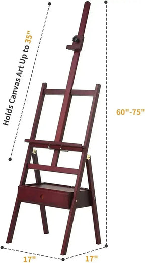 MEEDEN Studio H-Frame Easel with Storage Drawer-Dark Walnut-HJ-1A - MetrocartsEasel