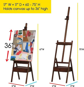 MEEDEN Studio H-Frame Easel with Storage Drawer-Walnut-HJ-1A - MetrocartsEasel