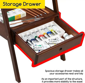 MEEDEN Studio H-Frame Easel with Storage Drawer-Walnut-HJ-1A - MetrocartsEasel