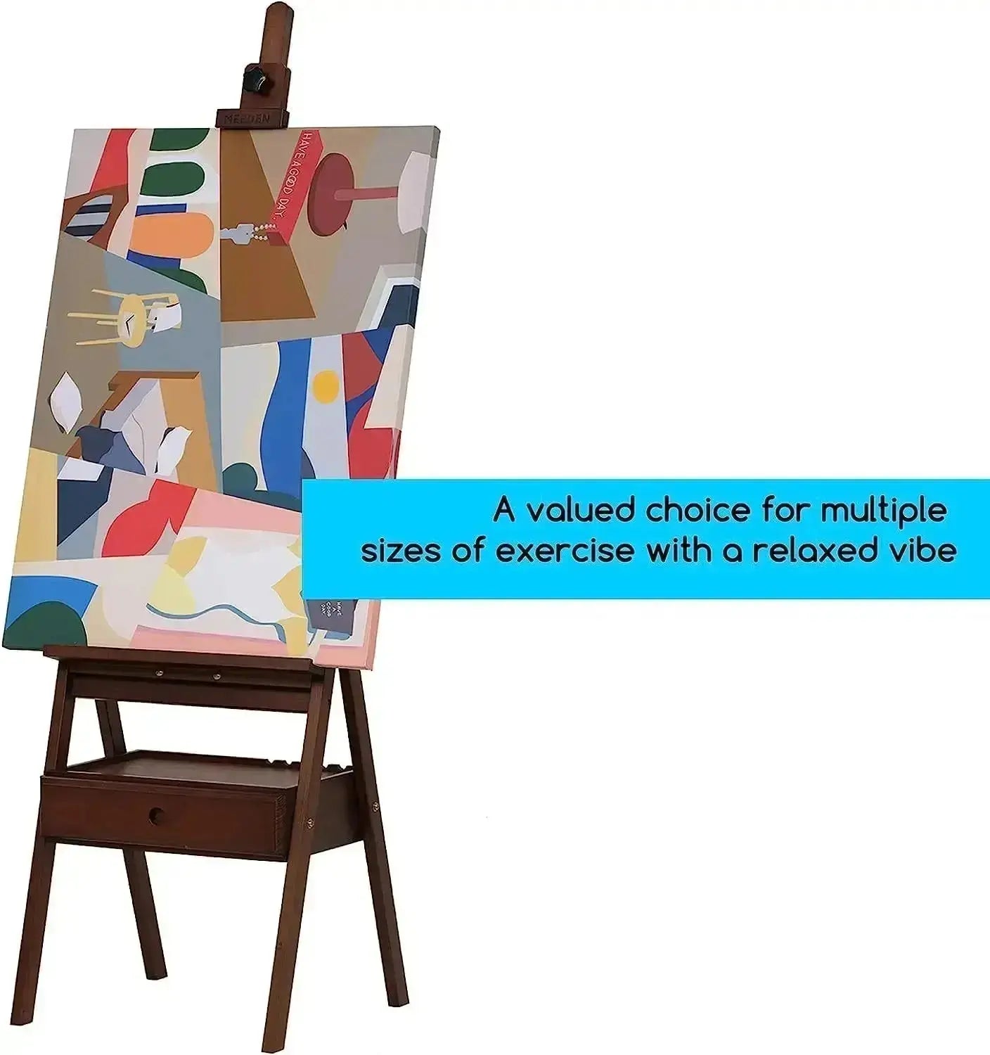 MEEDEN Studio H-Frame Easel with Storage Drawer-Walnut-HJ-1A - MetrocartsEasel