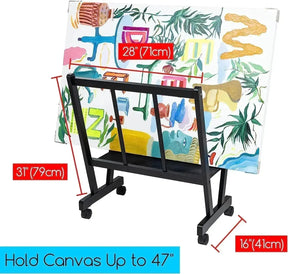 MEEDEN Wood Large Print Rack with Castors-Black - Metrocarts