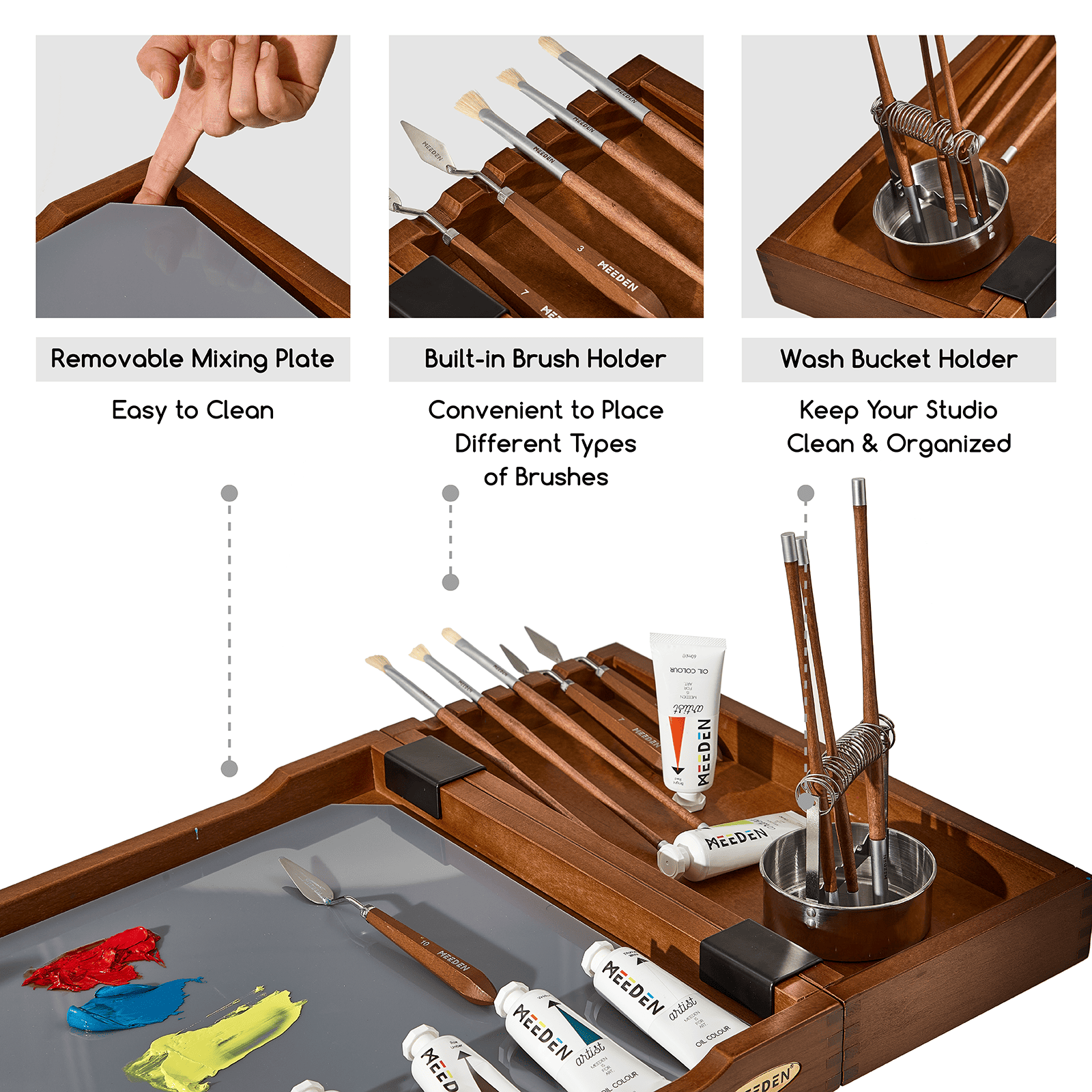 MEEDEN Deluxe Artist Supplies Storage Cart, 5-Tier Taboret-Walnut-W13H