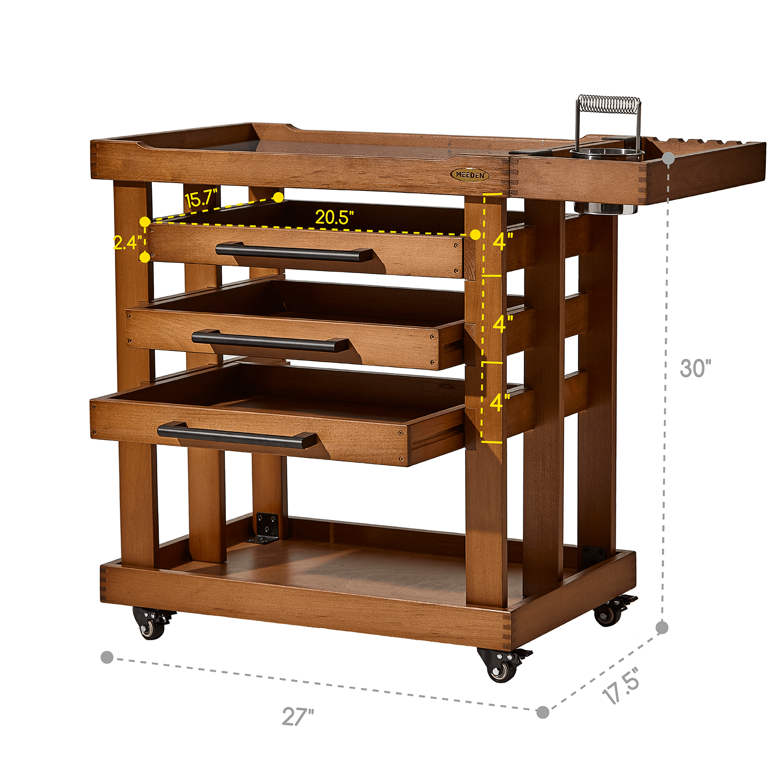 MEEDEN Deluxe Artist Supplies Storage Cart, 5-Tier Taboret-Walnut-W13H