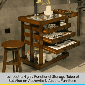 MEEDEN Deluxe Artist Supplies Storage Cart, 5-Tier Taboret-Walnut-W13H