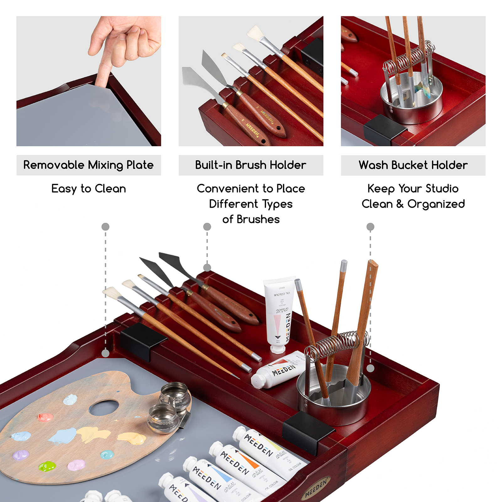MEEDEN Deluxe Artist Storage Cart, 5-Tier Taboret-Cherry Walnut-W13H