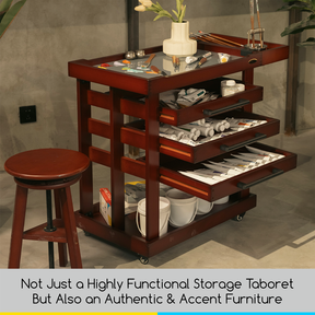 MEEDEN Deluxe Artist Storage Cart, 5-Tier Taboret-Cherry Walnut-W13H