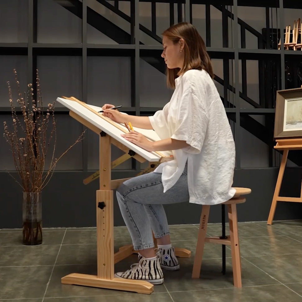 MEEDEN Adjustable Wooden Drafting Table, White-XSZ-5