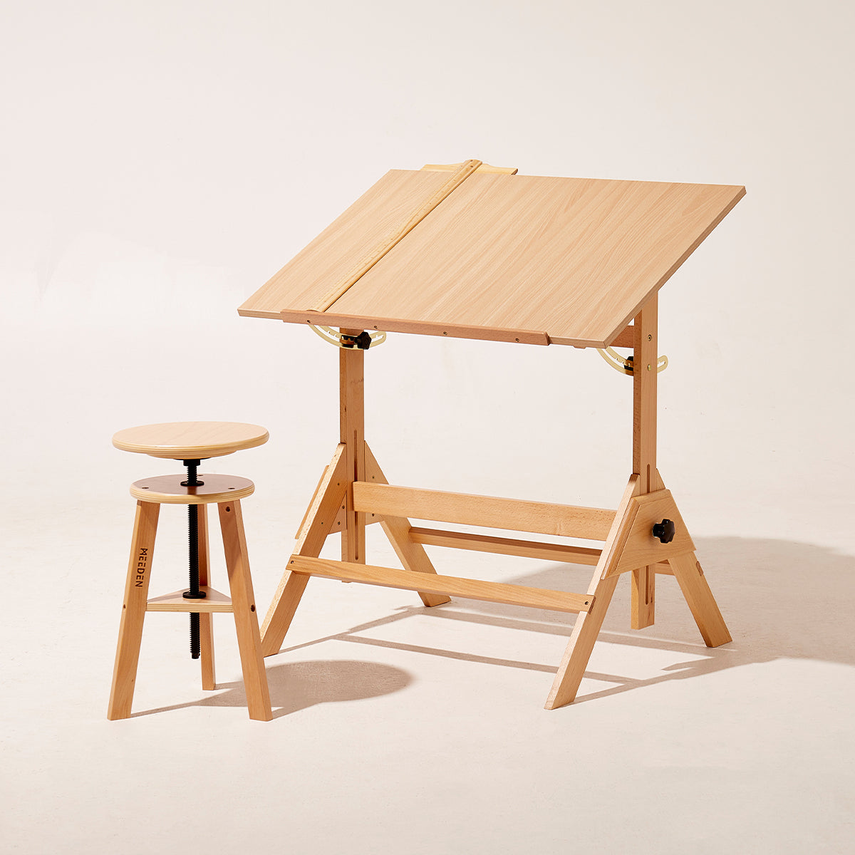 MEEDEN Adjustable Wooden Drafting Table & Stool Set , Natural-XSZ-2