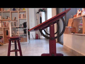 MEEDEN Vintage Adjustable Wooden Drafting Table & Stool Set, Dark Walnut-XSZ-4