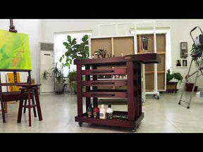 MEEDEN Deluxe Artist Storage Cart, 5-Tier Taboret-Cherry Walnut-W13H