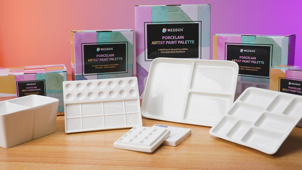 MEEDEN 12-Well Ceramic Paint Palette with Cover - Metrocarts